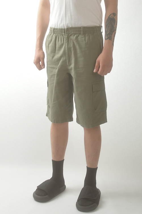 Lazy Bear cargo linen shorts